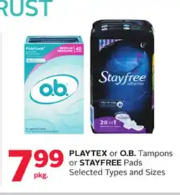 Rexall PLAYTEX or O. B. Tampons or STAYFREE Pads offer
