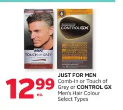 Rexall JUST FOR MEN Comb-In or Touch of Grey or CONTROL GX Men's Hair Colour offer