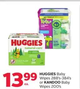 Rexall HUGGIES Baby Wipes 288's-384' s or KANDOO Baby Wipes 200's offer