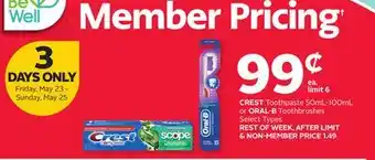 Rexall CREST Toothpaste 50mL-100mL or ORAL-B Toothbrushes Types offer