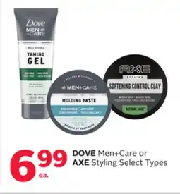 Rexall DOVE Men + Care or AXE Styling offer