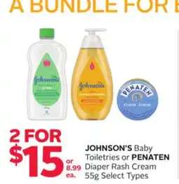 Rexall JOHNSON'S Baby Toiletries or PENATEN Diaper Rash Cream offer