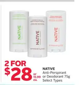 Rexall NATIVE Anti-Perspirant or Deodorant offer