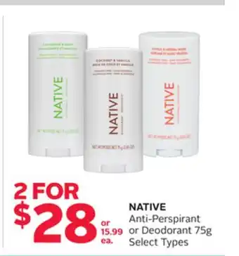 Rexall NATIVE Anti-Perspirant or Deodorant offer