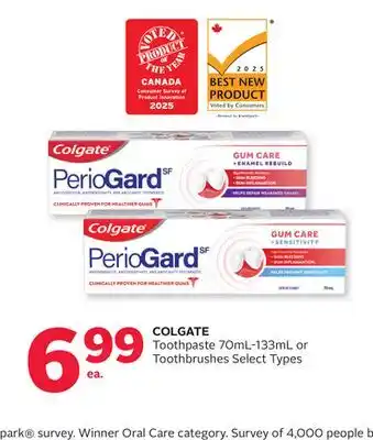 Rexall COLGATE Toothpaste 70mL-133mL or Toothbrushes offer