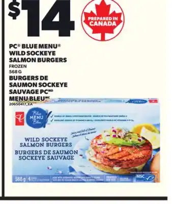 Independent City Market PC BLUE MENU WILD SOCKEYE SALMON BURGERS, 568 G offer
