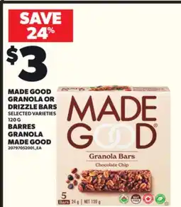Independent City Market MADE GOOD GRANOLA OR DRIZZLE BARS, 120 G offer