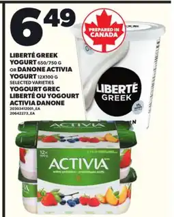 Independent City Market LIBERTÉ GREEK YOGURT, 650/750 G, OR DANONE ACTIVIA, 12X100 G offer