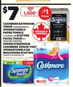 Independent City Market CASHMERE BATHROOM TISSUE, 12 DOUBLE ROLLS, PAPER TOWELS, 3=6 ROLLS, OR SCOTTIES FACIAL TISSUE, 6'S offer