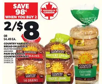 Independent City Market COUNTRY HARVEST BREAD OR BAGELS offer