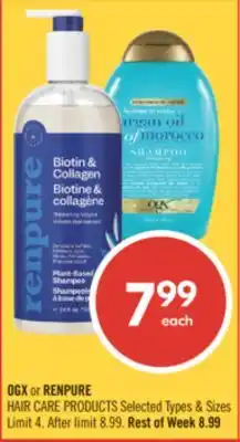 Shoppers Drug Mart OGX or RENPURE HAIR CARE PRODUCTS offer