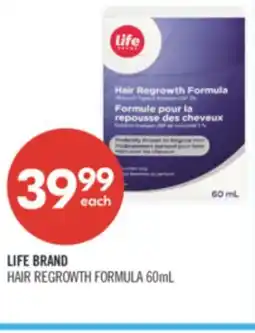 Shoppers Drug Mart LIFE BRAND HAIR REGROWTH FORMULA 60mL offer