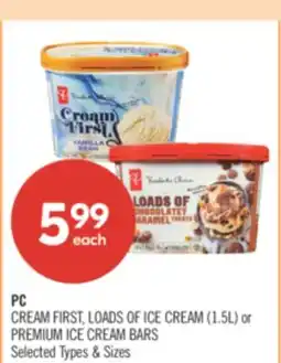 Shoppers Drug Mart PC CREAM FIRST, LOADS OF ICE CREAM (1.5L) or PREMIUM ICE CREAM BARS offer