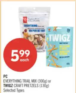 Shoppers Drug Mart PC EVERYTHING TRAIL MIX (300g) or TWIGZ CRAFT PRETZELS (130g) offer