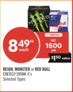 Shoppers Drug Mart REIGN, MONSTER or RED BULL ENERGY DRINK offer
