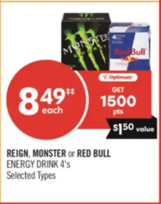 Shoppers Drug Mart REIGN, MONSTER or RED BULL ENERGY DRINK offer