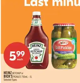 Shoppers Drug Mart HEINZ KETCHUP or BICK'S PICKLES offer