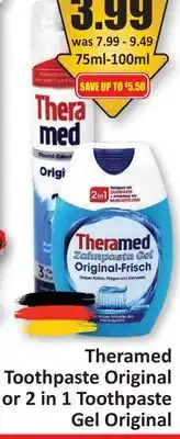 Starsky Theramed Toothpaste Original or 2 in 1 Toothpaste Gel Original offer