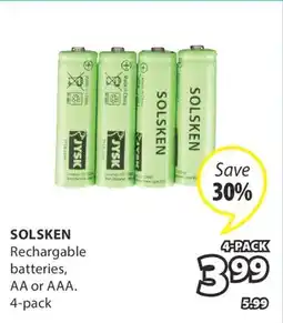 JYSK Solsken Rechargable batteries offer