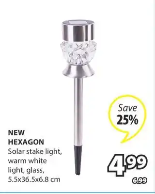 JYSK NEW HEXAGON Solar stake light offer