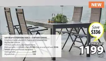 JYSK Vattrup Extension Table + 4 Mysen Chairs offer