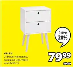 JYSK OPLEV 2-drawer nightstand offer