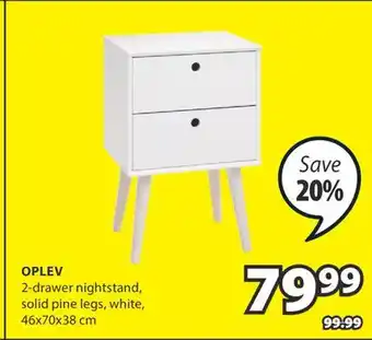JYSK OPLEV 2-drawer nightstand offer