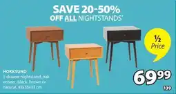 JYSK Hokksund 1-drawer nightstand offer