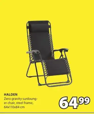 JYSK HALDEN Zero gravity sunlounger chair offer