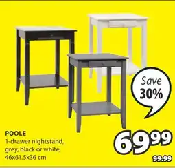 JYSK POOLE 1-drawer nightstand offer