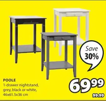JYSK POOLE 1-drawer nightstand offer