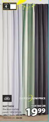 JYSK Dab Matthew Blackout curtain panel offer