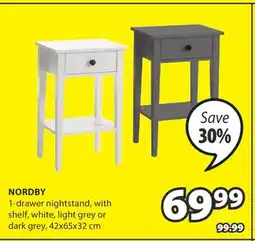 JYSK NORDBY 1-drawer nightstand offer