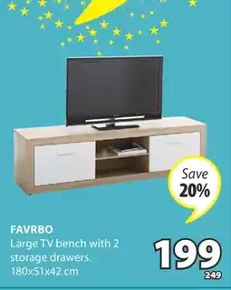 JYSK FAVRBO Large TV bench with 2 storage drawers offer