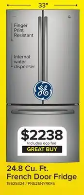 Leon's GE Profile Fingerprint Resistant Stainless 33 French Door Refrigerator (24.8 cu ft)- PNE25NYRKFS offer