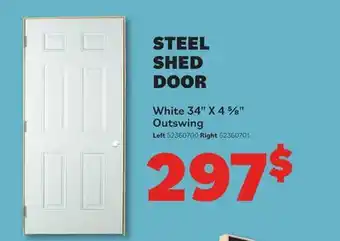 Matériaux Pont Masson Steel Shed Door - 34 x 4-5/8 - Outswing Left offer