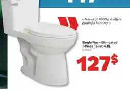 Matériaux Pont Masson Single Flush Elongated 1-Piece Toilet 4.8L offer