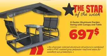Matériaux Pont Masson 4-Seater Aluminum Garden Swing with Canopy and Table offer