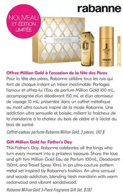 Pharmaprix Rabanne Million Gold 3-Piece Fragrance Gift Set offer