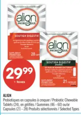 Pharmaprix ALIGN Probiotic Chewable Tablets (24), Gummies (46 - 60) or Capsule (21 - 28) offer