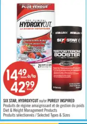 Pharmaprix SIX STAR, HYDROXYCUT or PURELY INSPIRED Diet & Weight Management Products offer