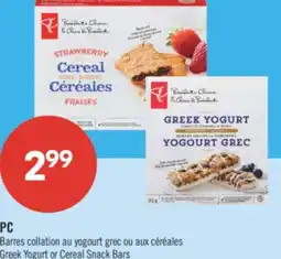 Pharmaprix PC Greek Yogurt or Cereal Snack Bars offer