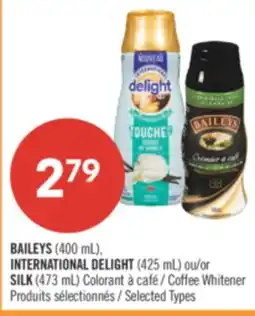 Pharmaprix BAILEYS (400 mL), INTERNATIONAL DELIGHT (425 mL) or SILK (473 mL) Coffee Whitener offer