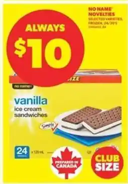 Real Canadian Superstore No Name Novelties Vanilla Ice Cream Sandwiches offer