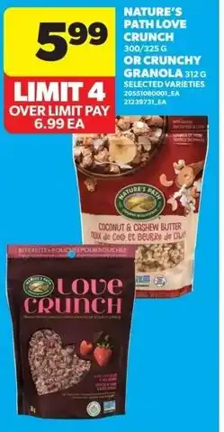Real Canadian Superstore Nature's path love crunch or crunchy granola offer