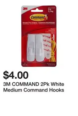 Dollarama 3M COMMAND 2Pk White Medium Command Hooks offer