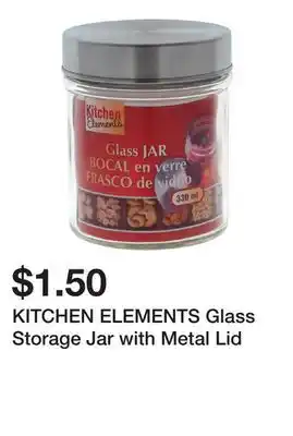 Dollarama KITCHEN ELEMENTS Glass Storage Jar with Metal Lid offer