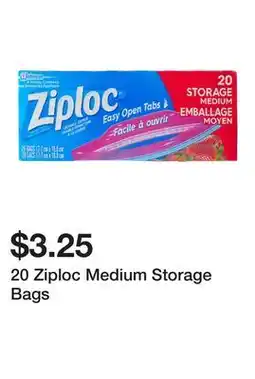 Dollarama 20 Ziploc Medium Storage Bags offer