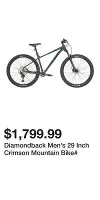 Sport Chek Diamondback Men's 29 Inch Crimson Mountain Bike offer