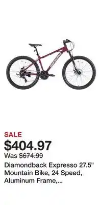 Sport Chek Diamondback Expresso 27.5 Mountain Bike, 24 Speed, Aluminum Frame, Mechanical Disc Brakes, Hardtail offer